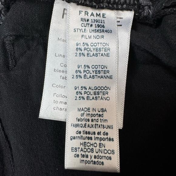 FRAME Le High Skinny Black Denim Jeans Frayed Uneven Hem Women's Size 27 - Picture 7 of 7